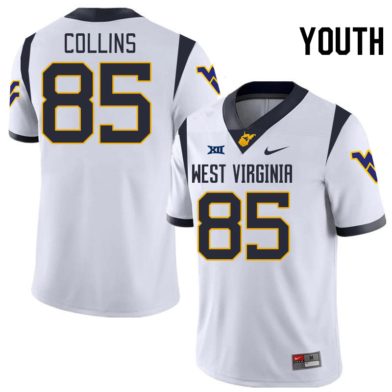 Youth #85 Dom Collins West Virginia Mountaineers College 2024 New Uniforms Football Jerseys Stitched